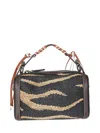 Cuba Lab Handbag In Leather And Raffia In Black