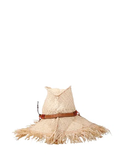 Cuba Lab Fringed Leather-trim Hat In Neutral