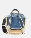 Cuba Lab Habanera Mini Tote In Beige Raffia In Blue