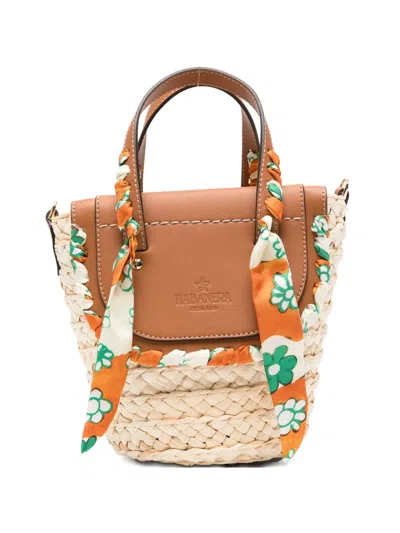 Cuba Lab Habanera Floral-print Silk-trim Tote Bag In Brown