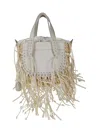Cuba Lab Handbag In Raffia And Leather With Fringes In Neutral
