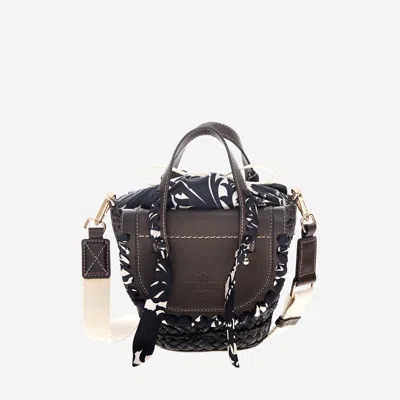 Cuba Lab Habanera Leather And Rafia Bag In Brown