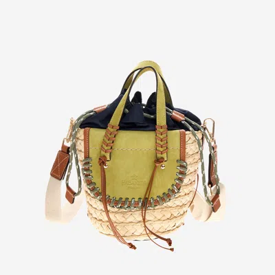 Cuba Lab Habanera Leather And Rafia Bag In Multi