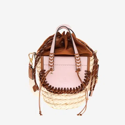 Cuba Lab Habanera Leather And Rafia Bag In Pink