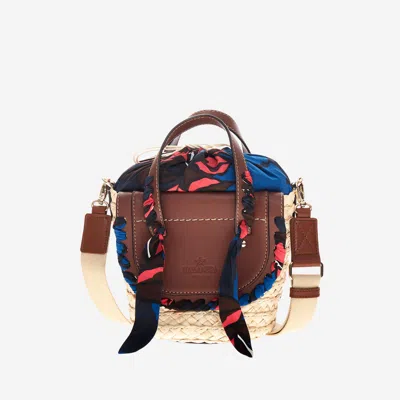 Cuba Lab Habanera Leather And Rafia Bag In Red