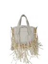 Cuba Lab Handbag In Raffia And Leather With Fringes In Neutral