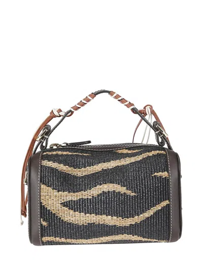 Cuba Lab Handbag In Leather And Raffia