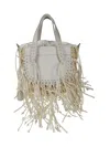 Cuba Lab Handbag In Raffia And Leather With Fringes