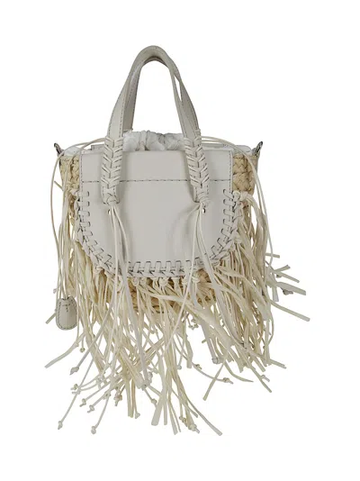 Cuba Lab Handbag In Raffia And Leather With Fringes