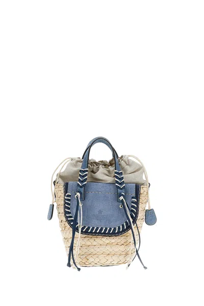 Cuba Lab Light Blue Habanera Raffia Suede Handbag