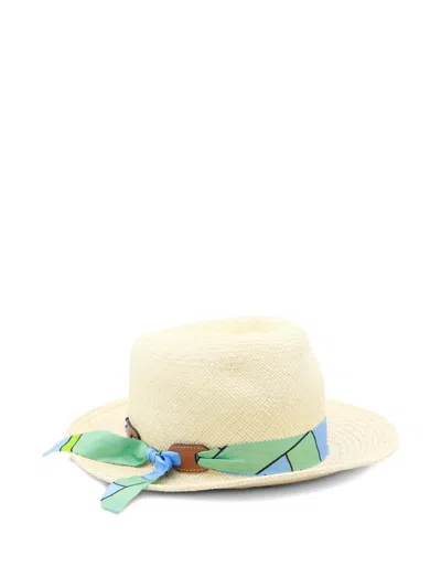 Cuba Lab Scarf-detail Raffia Sun Hat In Neutral