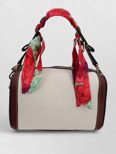 Cuba Lab Shoulder Bag Contrast Stitching Floral Scarf Hardware