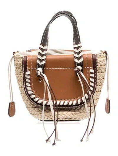 Pre-owned Cuba Lab Straw Top Handle Bag In Brown