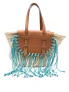 Cuba Lab 'tropicana Kenia' Camel And Blue Tote Bag In Brown