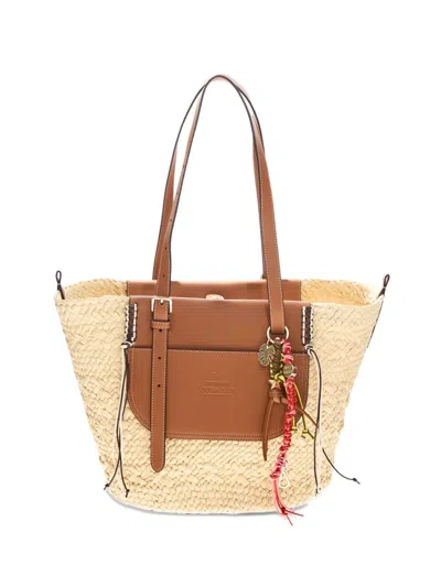 Cuba Lab Tropicana Raffia Shoulder Bag In Brown