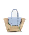 CUBA LAB TROPICANA STRAW AND LEATHER TOTE BAG