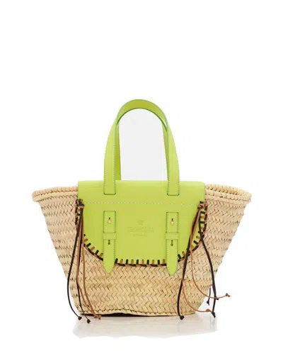 CUBA LAB CUBA LAB TROPICANA STRAW AND LEATHER TOTE BAG