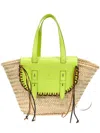 Cuba Lab Tropicana Straw And Leather Tote Bag In Neutrals