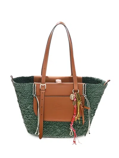 Cuba Lab Tropicana Woven Tote Bag In Green