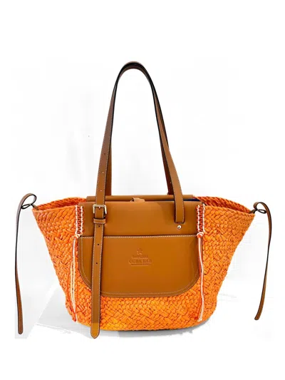 Cuba Lab Tropicana Woven Tote Bag In Orange