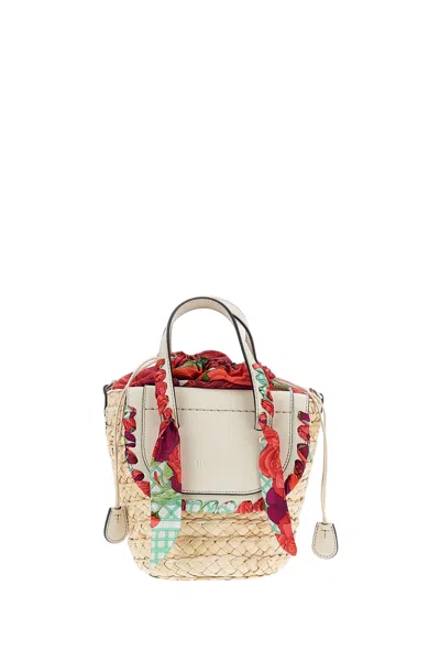 Cuba Lab White Habanera Raffia Handbag In Multi