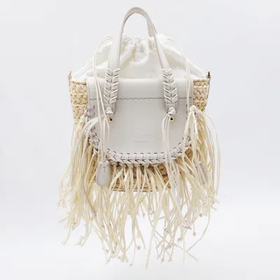 Cuba Lab White Leather Habanera Fringes Satchels Bag