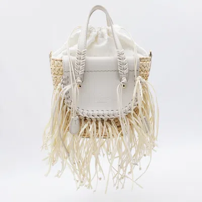 Cuba Lab White Leather Habanera Fringes Satchels Bag