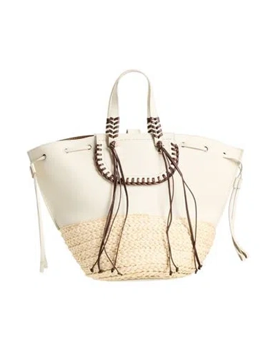 Cuba Lab Woman Handbag Off White Size - Leather, Natural Raffia
