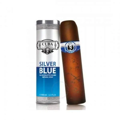 Cuba Men's Silver Blue Edt 3.4 oz Fragrances 5425017736400 In Blue / Green / Silver