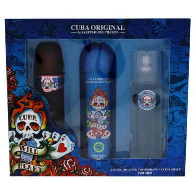 Cuba Wild Heart By  For Men - 3 Pc Gift Set 3.4oz Edt Spray In N/a