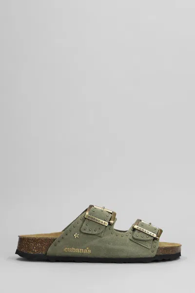 Cubanas Amalia Flats In Green Suede