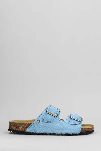 Cubanas Amalia Flats In Cyan Pony Skin