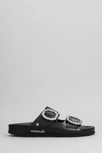 Cubanas Amalia Flats In Black Leather