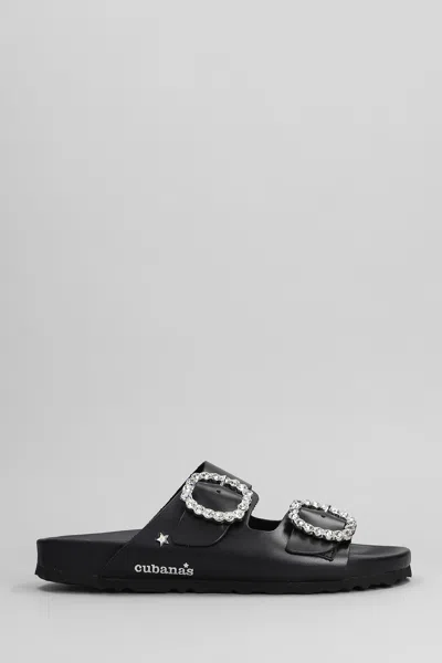 CUBANAS AMALIA FLATS IN BLACK LEATHER