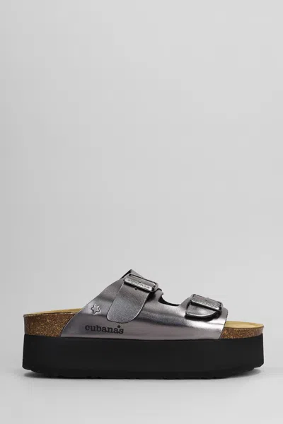 CUBANAS AMALIA FLATS IN GUNMETAL LEATHER