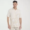 Cubavera Batik Palm Print Mens Short Sleeve Regular Fit Button-down Shirt In Neutral