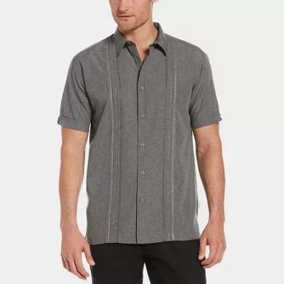 Cubavera Chambray Pintuck Mens Short Sleeve Regular Fit Button-down Shirt In Gray
