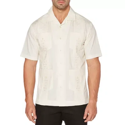 Cubavera Embroidered Button-down Mens Short Sleeve Camp Shirt In Neutral