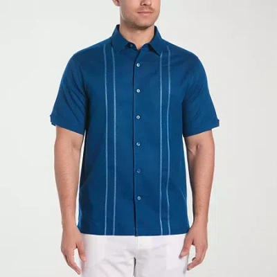 Cubavera Embroidered Mens Short Sleeve Regular Fit Button-down Shirt In Blue