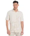 Cubavera Men's Batik Palm Print Short Sleeve Button Down Shirt In Neutral