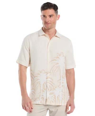 Cubavera Men's Batik Palm Print Short Sleeve Button Down Shirt In Neutral