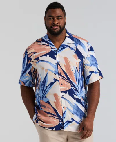 Cubavera Men's Big & Tall Abstract Print Shirt In Blue