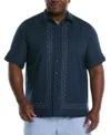 Cubavera Men's Big & Tall Classic-fit L-shape Embroidered Button-down Shirt In Black