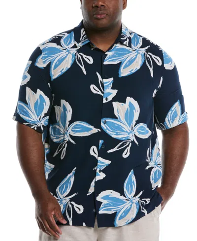 Cubavera Men's Big & Tall Classic-fit Tropical Floral Button-down Shirt In Blue
