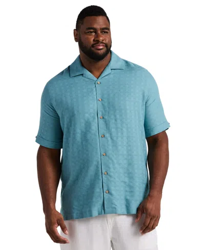 Cubavera Men's Big & Tall Geometric Dobby Print Shirt In Blue