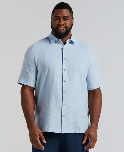 Cubavera Men's Big & Tall Short-sleeve Panel Shirt In Blue