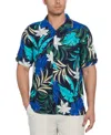 Cubavera Men's Big & Tall Tropical Print Short Sleeve Button-down Shirt In Dress Blues
