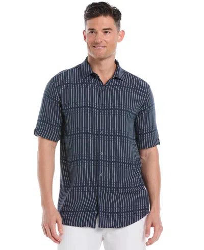Cubavera Men's Broken Stripe Print Short-sleeve Shirt In Blue