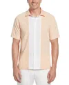 Cubavera Men's Classic-fit Colorblocked Embroidered Button-down Shirt In Peach Nougat