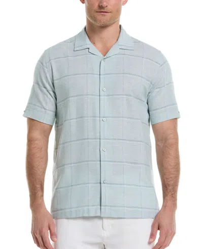 Cubavera Men's Classic-fit Dobby Windowpane-print Button-down Camp Shirt In Blue